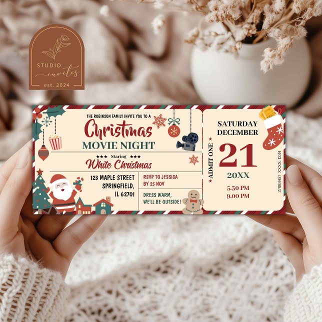 Invitación Entrada para Noche de Película de Navidad (Subido por el creador)