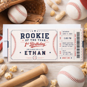 Invitación Entrada para Novato del Año de béisbol 1er Cumple
