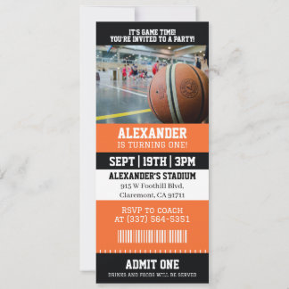 Invitación Entrada para partido de baloncesto naranja Fiesta
