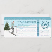 Entrada para un falso viaje de esquí de cumpleaños