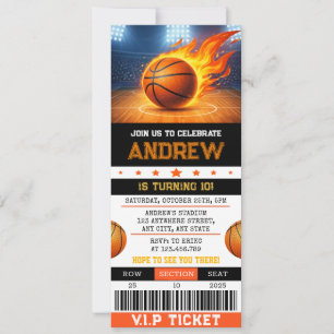 Invitación Entrada Personalizada de Baloncesto Moderno para C