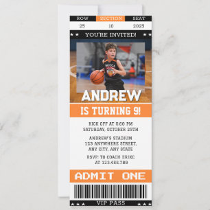 Invitación Entrada personalizada de baloncesto para cumpleaño