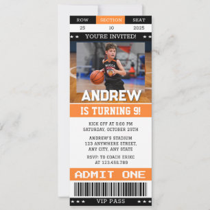 Invitación Entrada personalizada de baloncesto para cumpleaño