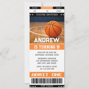 Invitación Entrada Personalizada de Baloncesto para Cumpleaño