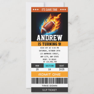Invitación Entrada personalizada de cumpleaños de rugby