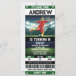 Invitación Entrada Personalizada de Fútbol para Cumpleaños co