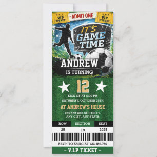 Invitación Entrada Personalizada de Fútbol para Cumpleaños pa