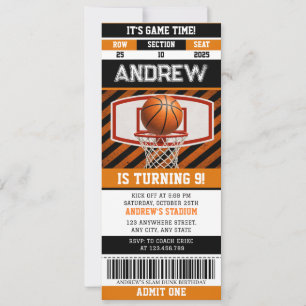 Invitación Entrada Personalizada para Cumpleaños de Baloncest