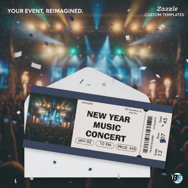 Invitación Entrada personalizada para el concierto de música  (New Year Concert Ticket)