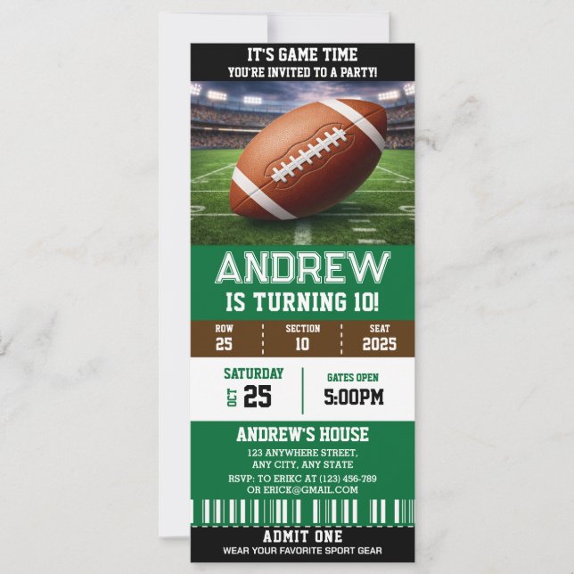 Invitación Entrada personalizada para fiesta de cumpleaños de (Anverso)