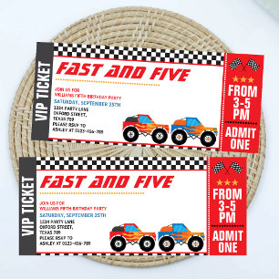 Invitación Entrada rápida y de cinco carreras quinto cumpleañ