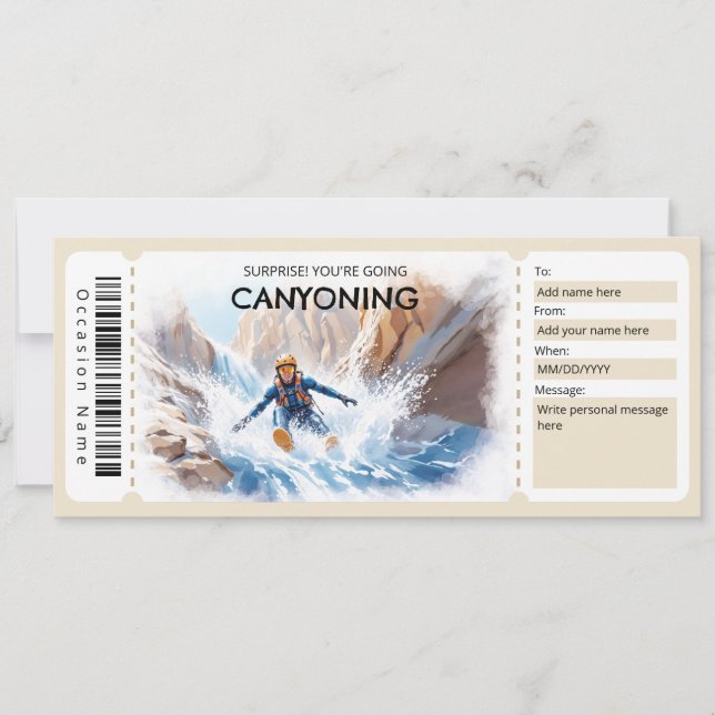Invitación Entrada Regalo de Canyoning (Anverso)
