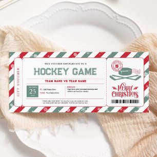 Invitación Entrada Regalo de Navidad para Partido de Hockey