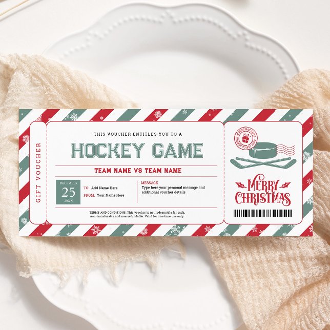 Invitación Entrada Regalo de Navidad para Partido de Hockey (Subido por el creador)