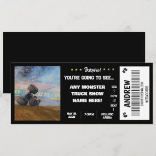 INVITACIÓN ENTRADA REGALO PARA CAMIONES MONSTRUOS DE SORPRESA