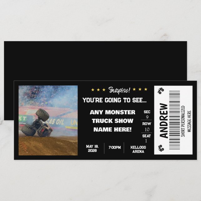 INVITACIÓN ENTRADA REGALO PARA CAMIONES MONSTRUOSOS (Anverso / Reverso)