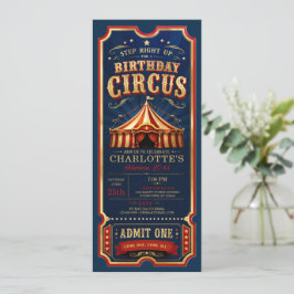 Invitación Entrada Única Cumpleaños Circo Vintage