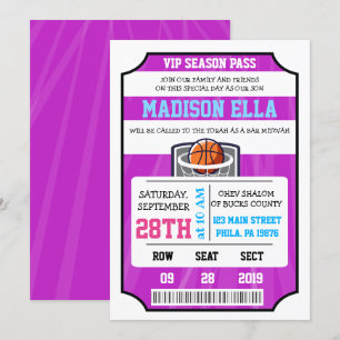 Invitación Entrada VIP de BALONCESTO Bar Bat Mitzvah