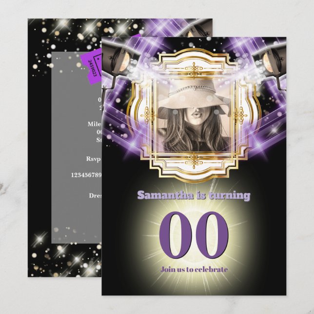 Invitación Entrada VIP foto estrella de películas de Hollywoo (Anverso / Reverso)