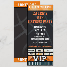 Invitación Entrada VIP para Fiesta de Cumpleaños de Baloncest