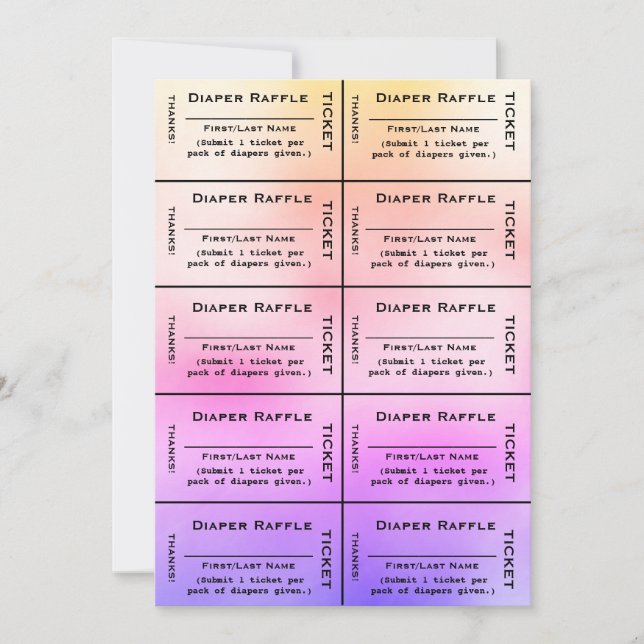 Invitación Entradas de barrido de pañales de arcoiris (Anverso)
