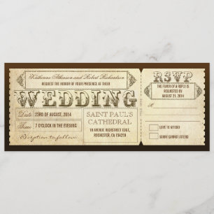 Invitación Entradas de boda antiguas con RSVP