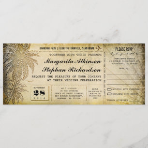 Invitación entradas de boda de destino con RSVP