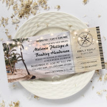 Entradas de bodas de la playa de Vintage tropical 