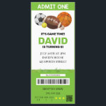 Invitación Entradas de Fiesta del niño de cumpleaños de Sport<br><div class="desc">Entradas de Fiesta del niño de cumpleaños de Sport Ticket</div>