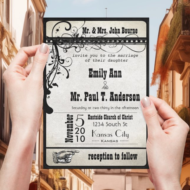 Invitación Entradas de Playbill Funky Negras para Invitacione (Subido por el creador)