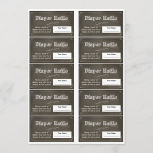 Invitación Entradas de rifa de pañales de pizarra