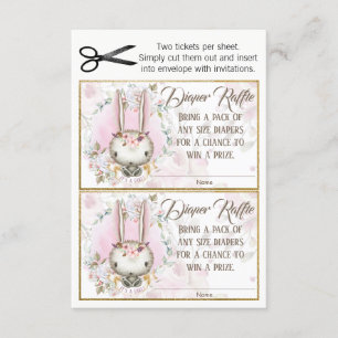 Invitación Entradas de rifa de pañales para niña Bunny Rabbit