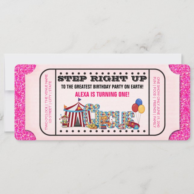 Invitación Entradas para Fiesta de Cumpleaños del Circo de Ni (Anverso)