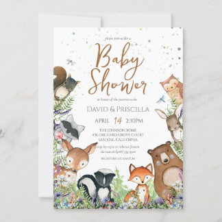 Invitación Entran en Baby Shower los amigos del bosque de Woo
