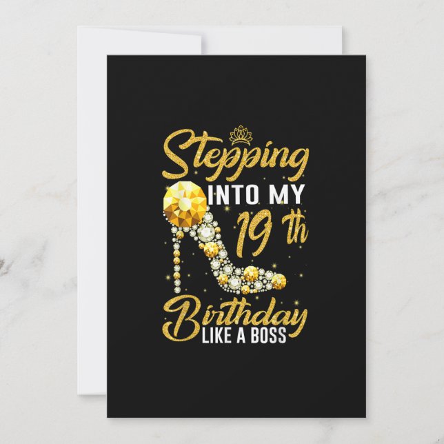 Invitación Entrando a mi decimonoveno cumpleaños como corona  (Anverso)