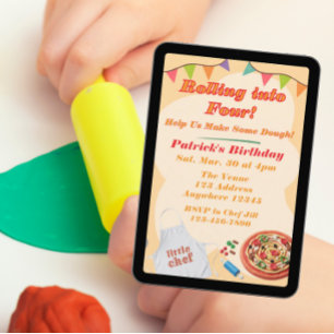 Invitación Entrando en, Cumpleaños de Pizza Playdoh