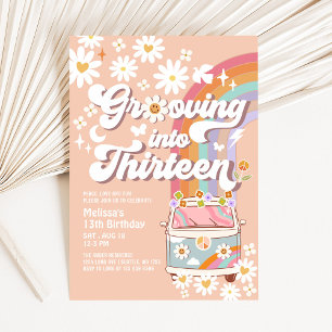 Invitación Entrando en la onda de los TRECE Cumpleaños Hippie