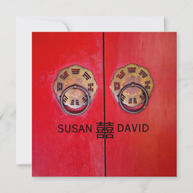 Invitación Entrando en la Puerta de la Felicidad Boda chino (Anverso)