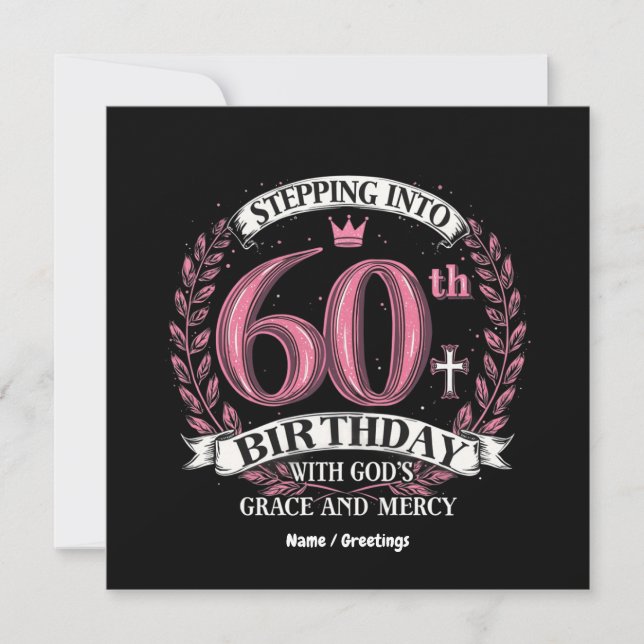 Invitación Entrando en Mi cumpleaños número 60 con la gracia  (Anverso)
