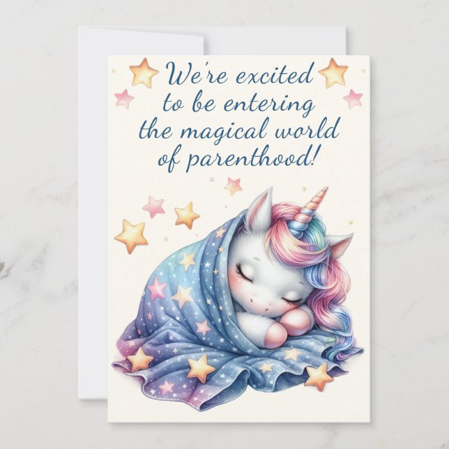 Invitación Entrando en una ducha de bebé de unicornio para pa (Anverso)
