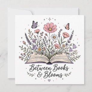Invitación Entre libros y florece amante de los libros lector