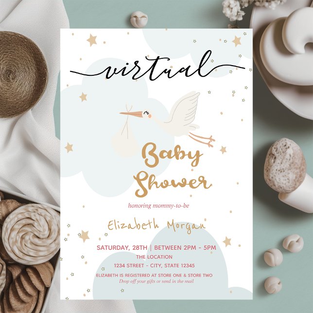 Invitación Entrega de Cigüeña Bebé, Ducha Virtual de Bebé en  (Subido por el creador)