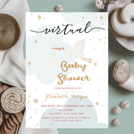 Invitación Entrega de cigüeñas, Baby Shower virtual de nubes