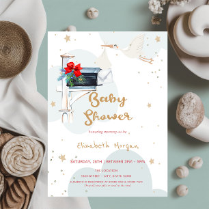 Invitación Entrega de la Cigüeña, Buzón de Nubes Baby Shower 