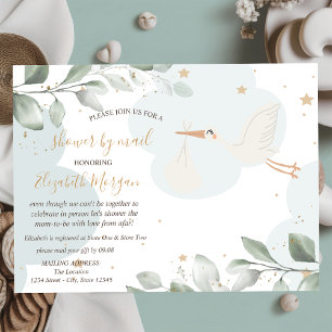 Invitación Entrega de la Cigüeña, Nubes, Estrellas, Shower de