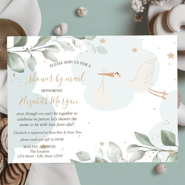 Invitación Entrega de la Cigüeña, Nubes, Estrellas, Shower de (Subido por el creador)