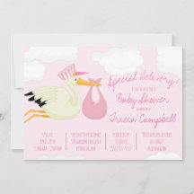 ¡Entrega especial! Baby Shower de cigüeña rosa