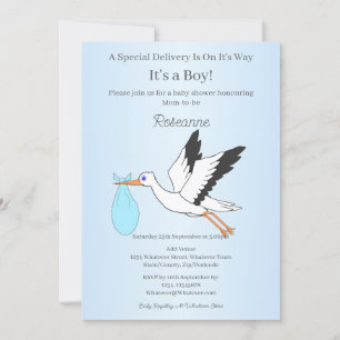 Invitación Entrega Especial Cigüeña Cumpleaños Niño Baby Show