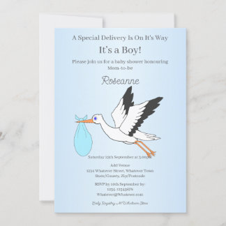Invitación Entrega Especial Cigüeña Cumpleaños Niño Baby Show