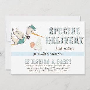 Invitación Entrega especial: cigüeña vintage